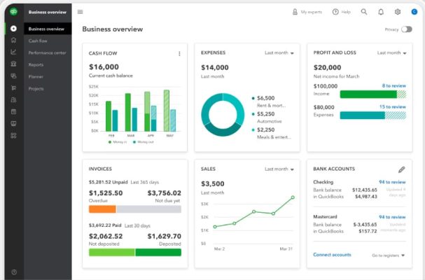 Screenshot of Business Overview in QuickBooks Online