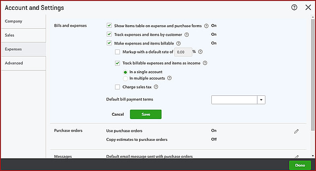 QuickBooks Online Account Settings