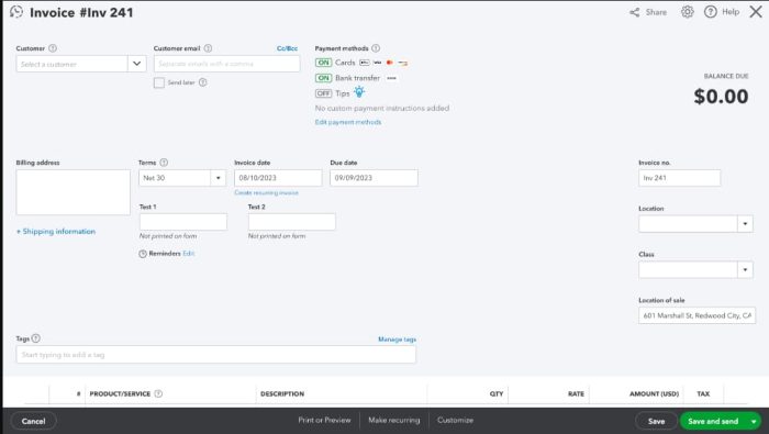 Record the Invoice in QuickBooks Online