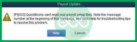 Quickbooks error PS033 Message