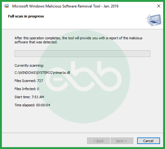 Scanning the system for malware or virus attack