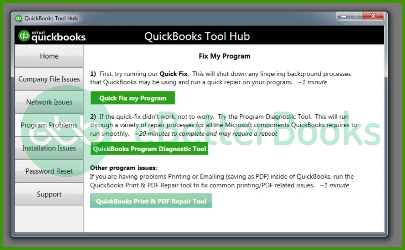 Program problems QB tool hub