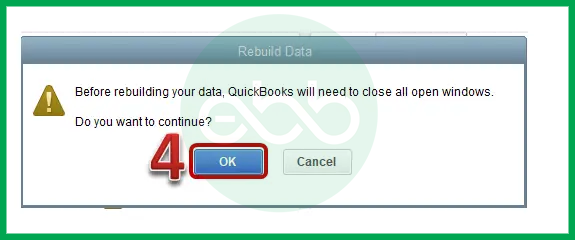 quickbook error c=387 rebuild data