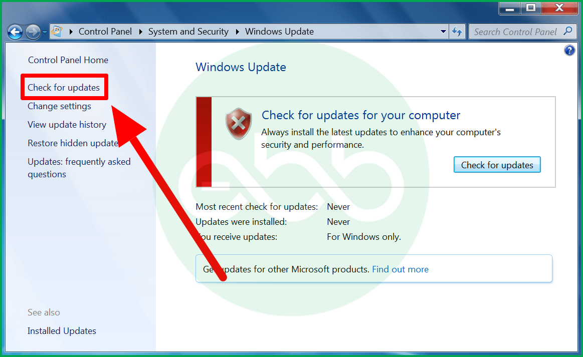 Check for Updates for Windows 7