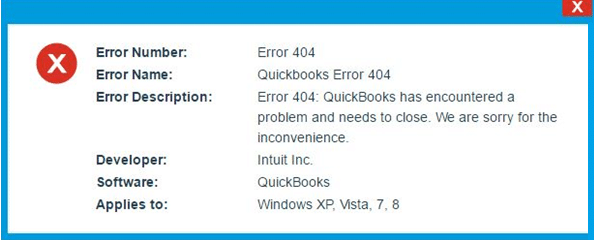 Error 404 in QuickBooks