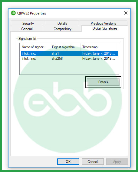 QuickBooks Desktop Digital Signatures Details