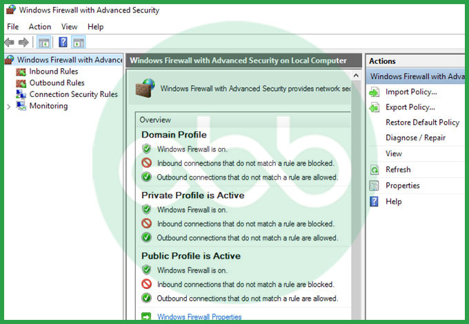 Windows Firewall Advanced Settings