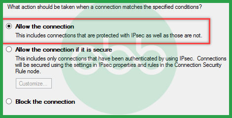 Windows Firewall Allow the Connection