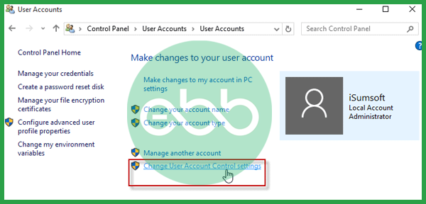 change user account control settings
