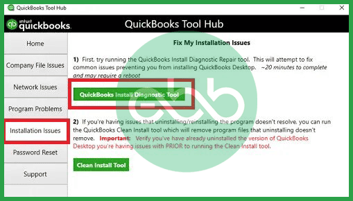 Choose QuickBooks Install Diagnostic tool