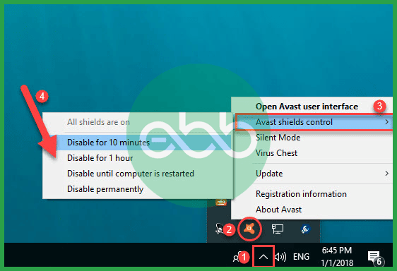 Disable anti-virus on a temporary basis