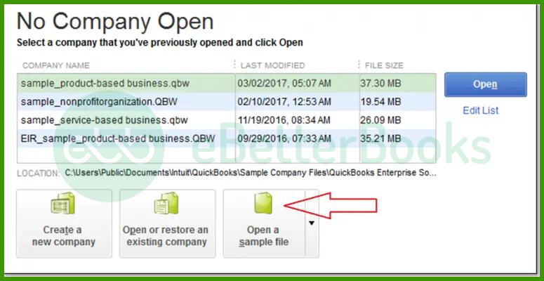 Open a Sample Company File