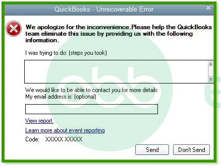 QuickBooks Unrecoverable Error Message xxxxx xxxxx