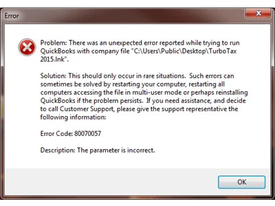 QuickBooks Error 80070057