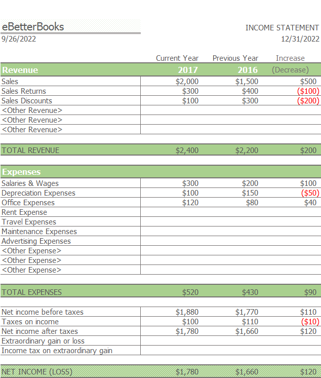 Single Step Income Statement