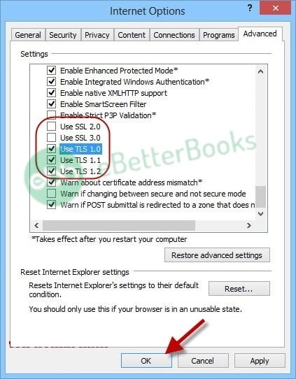 Configuring Internet Explorer SSL Settings in QuickBooks