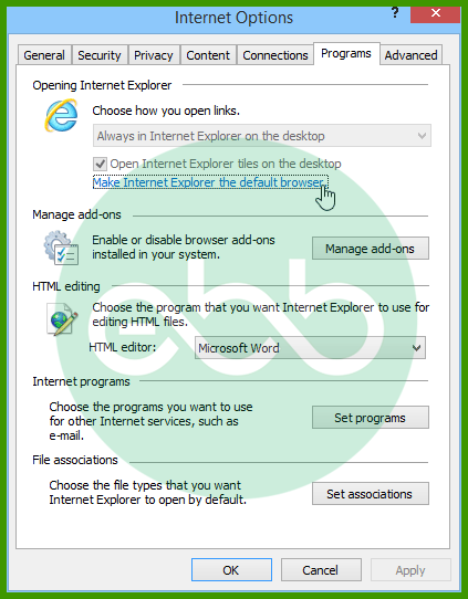 Edit the Internet Explorer Settings