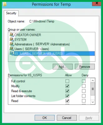 Permissions for temp