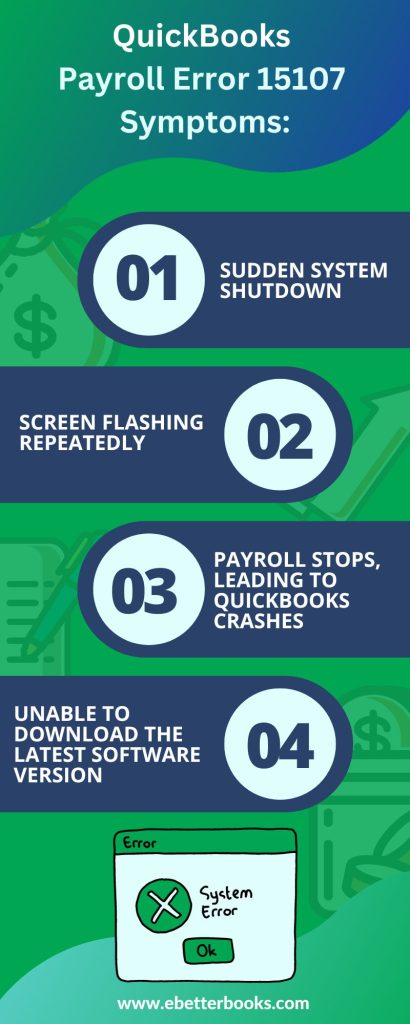 Symptoms of QuickBooks Payroll Error 15107