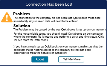 Connection Has Been Lost in QuickBooks