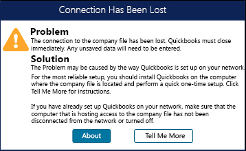 connection to the company file has been lost