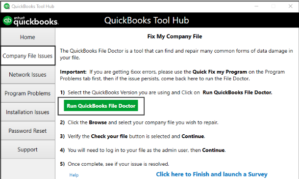 Fix the Company File with QuickBooks File Doctor