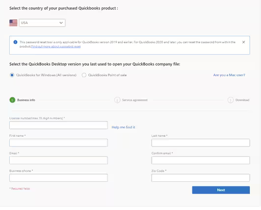 Reset your password in QuickBooks