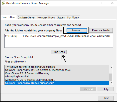 quickbooks database server manager network diagnostics