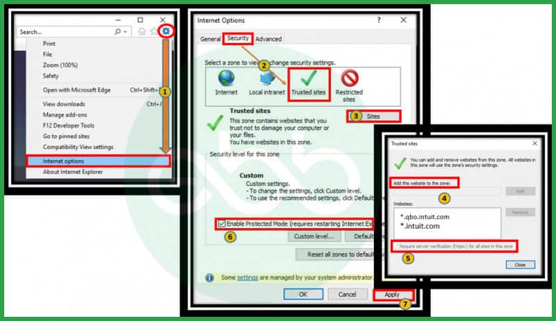 Verifying the Internet Explorer settings