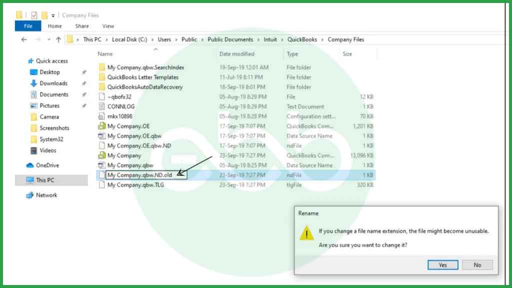 Rename .OLD file in QuickBooks desktop