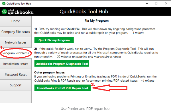 Use The QuickBooks Print and PDF Repair Tool