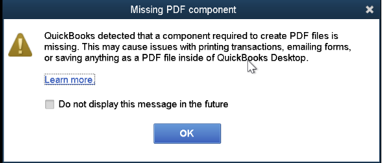 What is QuickBooks Missing PDF Component Error?