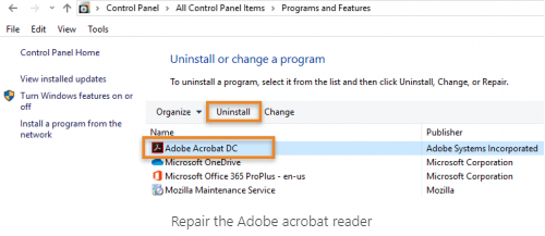 Repair Adobe Acrobat DC