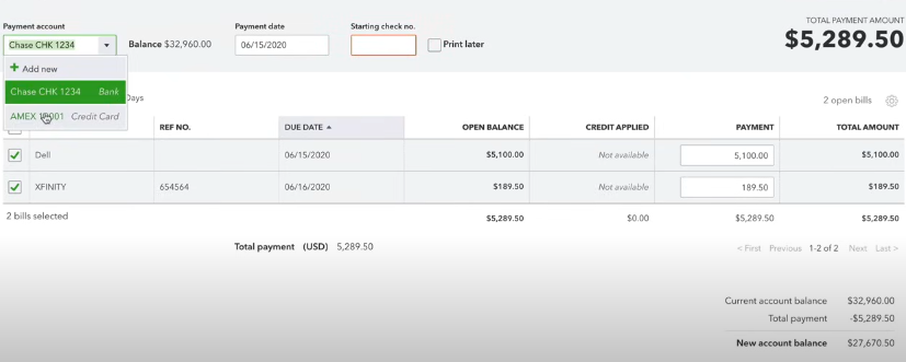 ¿Cómo pagar una factura con tarjeta de crédito en QuickBooks online