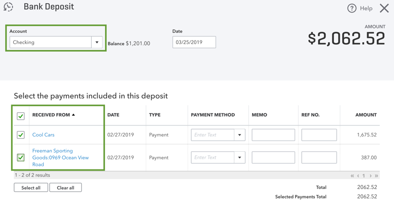 Step 2: Integrate bank deposit and QuickBooks transactions.