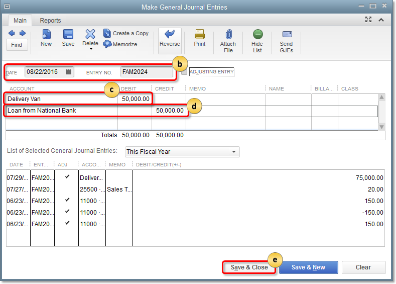 Recording entries for Non-Cash Loans in QuickBooks Desktop in windows