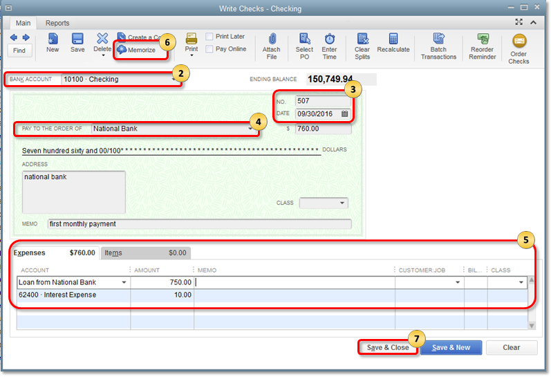 Tracking Loans In QuickBooks Desktop for Windows - Record a loan payment