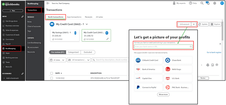 How to add Bank Accounts to QuickBooks