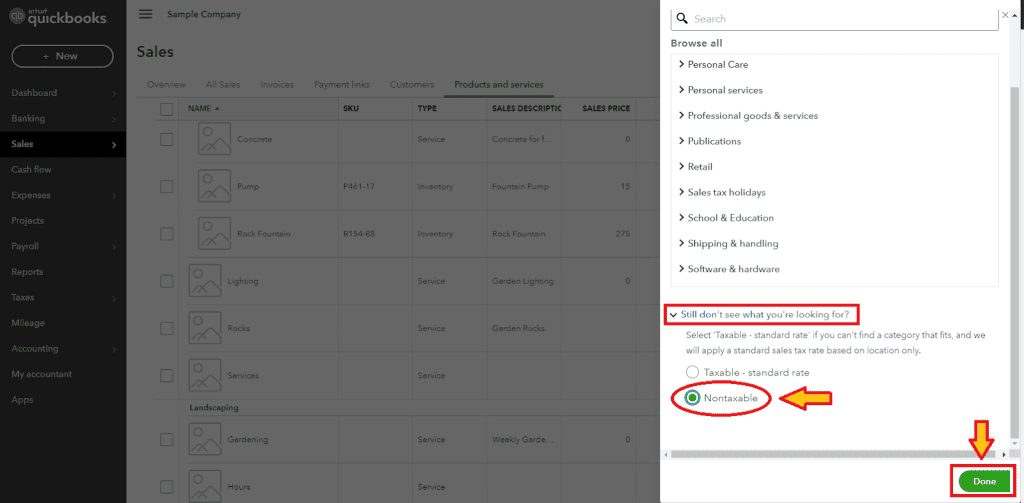 change the taxable items into non-taxable items