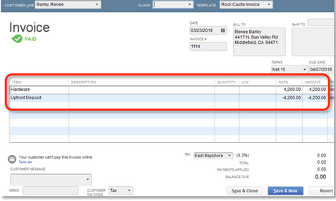 Save the Invoice in QuickBooks