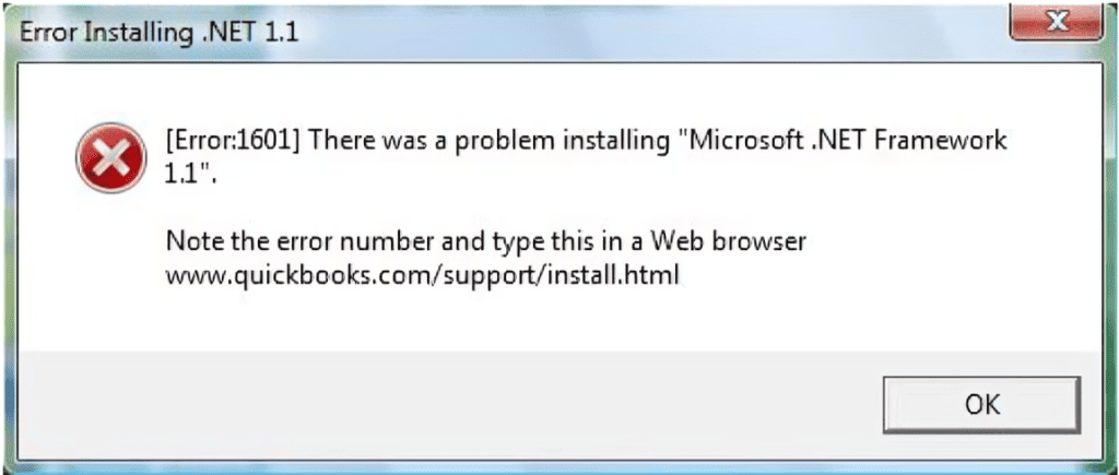 QuickBooks Error Code 1601