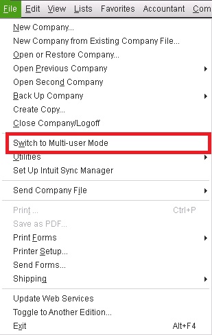 Switch To Multi User Mode In QuickBooks