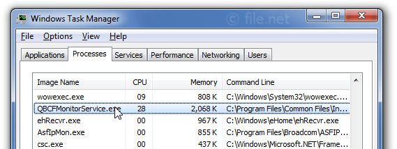 QBCFMonitorService.exe process in Windows Task Manager