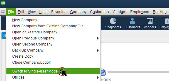 switch to single-user mode in QuickBooks