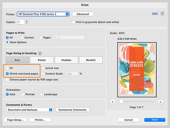 Automatically scale to fit paper