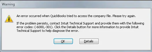 An error occurred when QuickBooks Desktop tried to access the company file