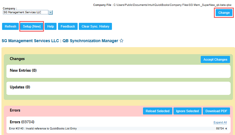 Changing the Path of the Company File