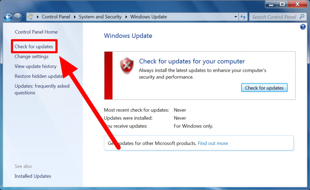 Check for Updates for Windows 7 