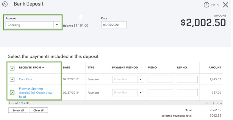 Account Option in QuickBooks Online