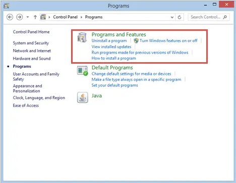 Programs and Features icon